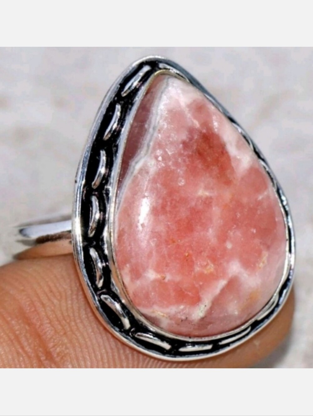 Rhodochrosite Gemstone Jewelry 925 Sterling Silver Handmade Ring